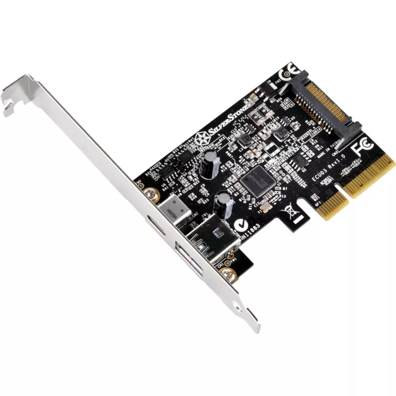 SilverStone ECU03 - USB-Adapter - PCIe 2,0 x2 Low Profile - USB-C 3,1 x 1 + USB-C x 1 (SST-ECU03)