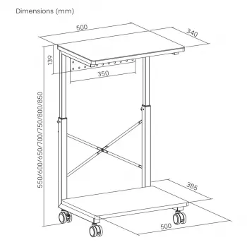 CPU-Rollwagen mit NanoRS-Ablage, max. 80 kg, höhenverstellbar 550–850 mm, RS430