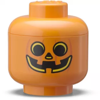 Aufbewahrungsbox Room Copenhagen LEGO Storage HEAD Pumpkin Mini Orange Schwarz – kompakter Spielzeug- und Zubehör-Organizer