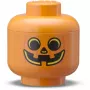 Aufbewahrungsbox Room Copenhagen LEGO Storage HEAD Pumpkin Mini Orange Schwarz – kompakter Spielzeug- und Zubehör-Organizer