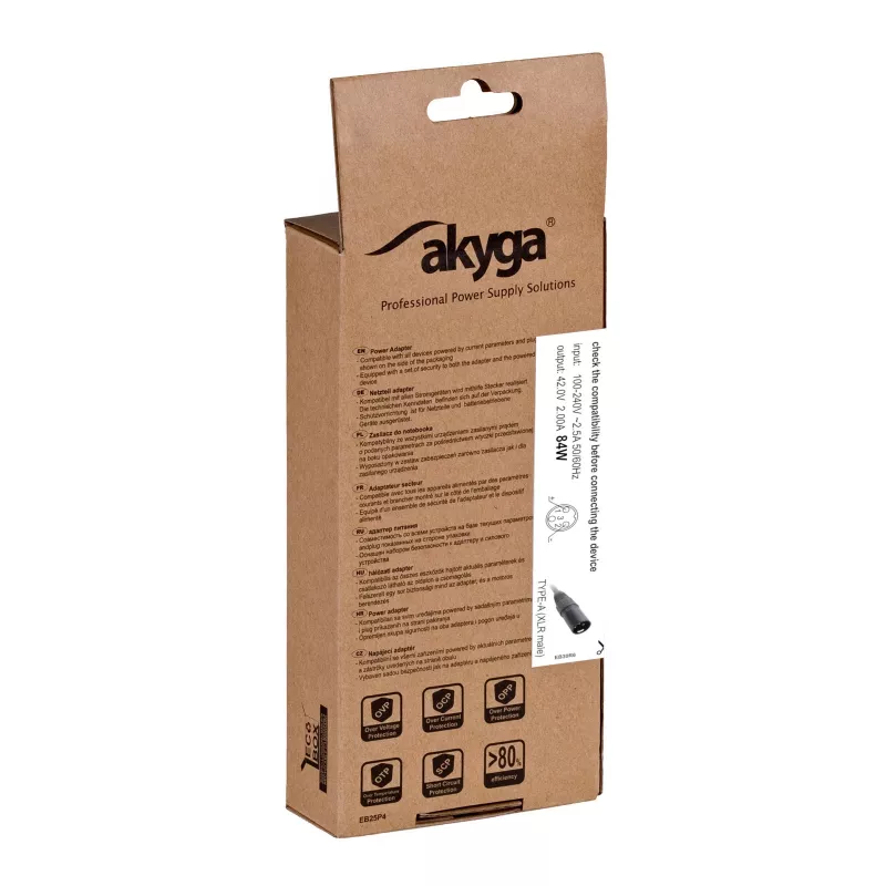Akyga AK-EV-03 Ladegerät für E-Bikes und E-Scooter mit 36-V-Akku, 42 V / 2 A, 84 W, XLR 3-Pin Stecker, 1 m