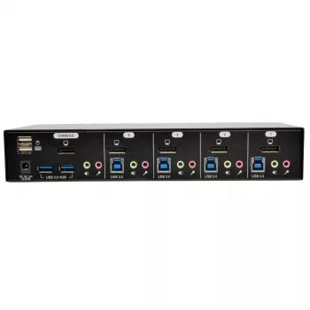 EATON TRIPPLITE 4-Port DisplayPort KVM Switch mit Audiokabeln und USB 3.0 SuperSpeed Hub (B004-DPUA4-K)