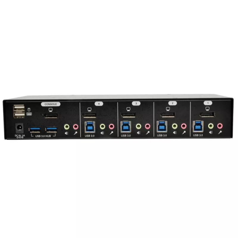 EATON TRIPPLITE 4-Port DisplayPort KVM Switch mit Audiokabeln und USB 3.0 SuperSpeed Hub (B004-DPUA4-K)
