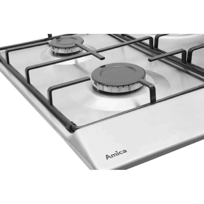 Einbaukochfeld Amica PGA6100BpR, 4 Gasbrenner, mechanische Steuerung, Edelstahl