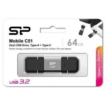 USB-Flash-Laufwerk Silicon Power 64 GB USB Typ-A USB Typ-C SP064GBUC3C51V1S