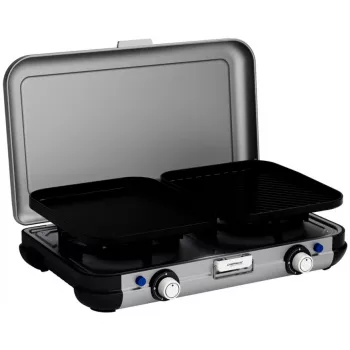 Tragbarer Grillkocher Campingaz 2213311 — 2 Zonen, 5,4 kg, 490×350 mm, schwarz/grau/silber