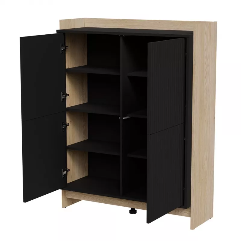 Cama PORTO Kommode 100x38x130 Eiche/schwarz