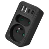Power Splitter MACLEAN MCE249 F/B – 2 AC-Steckdosen (16A + 6A) mit 2×USB-A und 2×USB-C PD 20W, EU-Stecker, schwarz