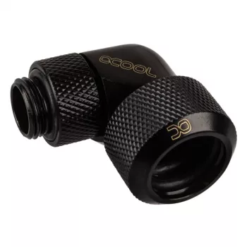 Alphacool Eiszapfen 16mm HardTube Einschraubfitting 90° drehbar G1/4 – Abgewinkelter Klemmfitting für Flüssigkeitskühlsystem – Tiefschwarz