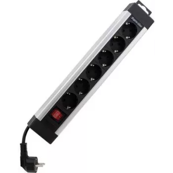 Steckdosenleiste REV 0014612713, 6 Steckdosen, 2,4 m Kabel, mit Schalter, silber