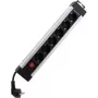 Steckdosenleiste REV 0014612713, 6 Steckdosen, 2,4 m Kabel, mit Schalter, silber