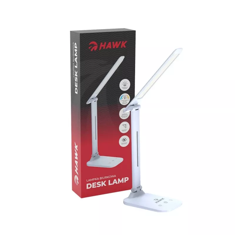 Tischleuchte Hawk HW-LAMP01 Weiß LED einstellbare Helligkeit, verstellbarer Arm
