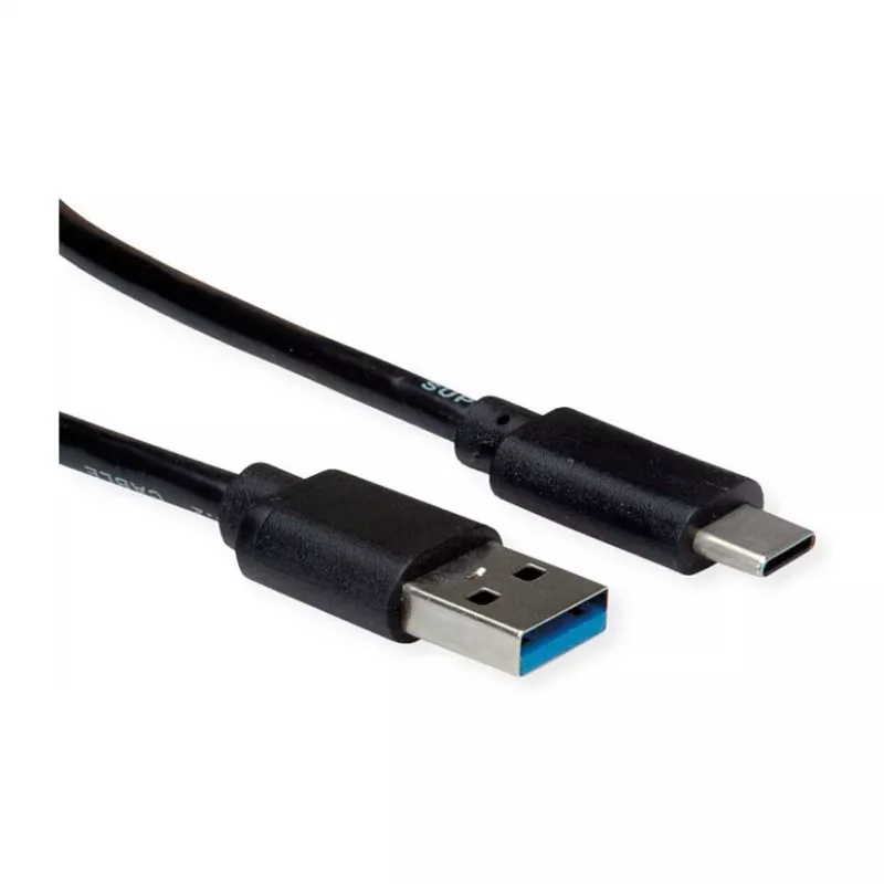 ROLINE RM USB 3.2 Gen 1 Kabel, A-C, ST/ST, schwarz, 1 m