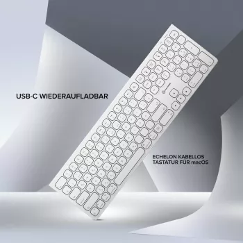 ALOGIC Echelon USB-C wiederaufladbare drahtlose Tastatur Full-Size QWERTZ
