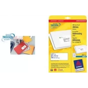 Avery Quick DRY J8173 - Adressetiketten - Weiß - 57 x 99,1 mm - 250 Stück. (25 Blatt x 10) (J8173-25)