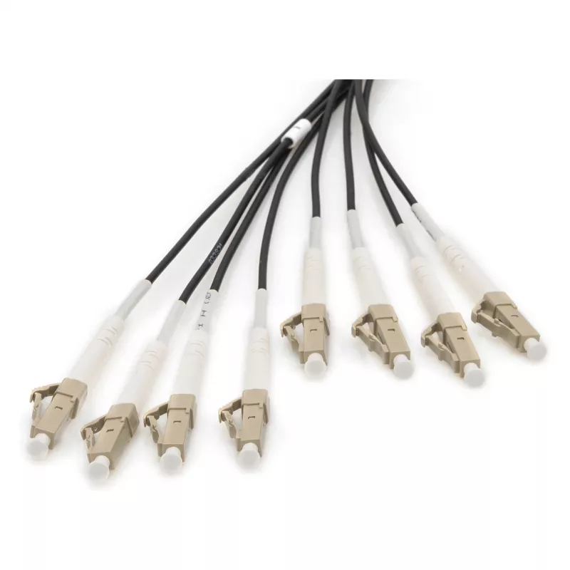 Glasfaser-Breakoutkabel DIGITUS DK-24338U030BK-BBB, vorkonfektioniert OM4 Multimode 8-adrig, LC/UPC–LC/UPC, 30 m, U-DQ(ZN) BH