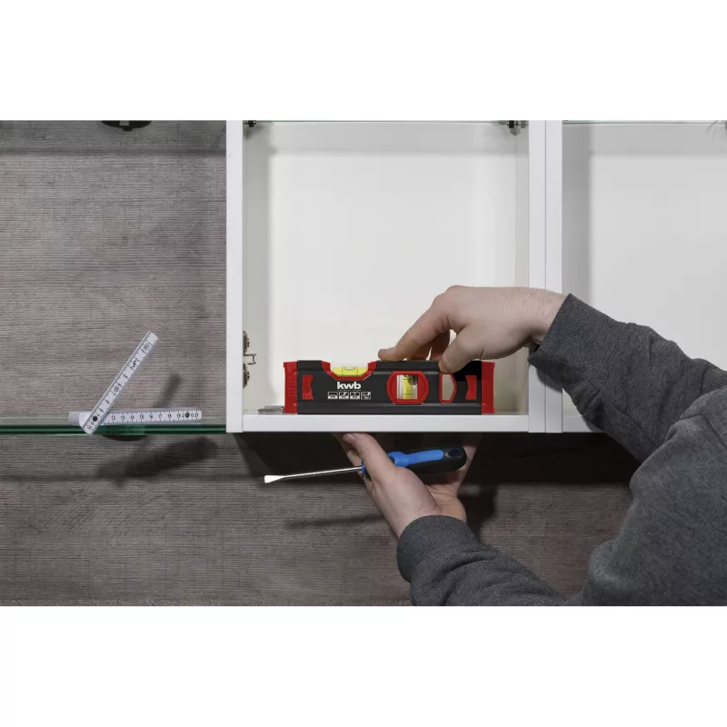 KWB Aluminium Mini-Wasserwaage 20 cm (Dunkelgrau/Rot)