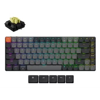 Mechanische Tastatur Keychron K3X-B4 — 75% Low-Profile, kabelgebunden & Bluetooth 5.2, USB-C, RGB-Beleuchtung, grau, Akku bis zu 124 h