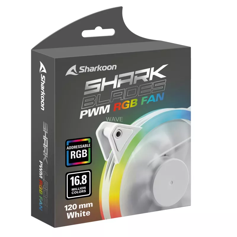 SHARKOON Shark Blades 120mm ARGB PWM Gehäuselüfter - Weiß