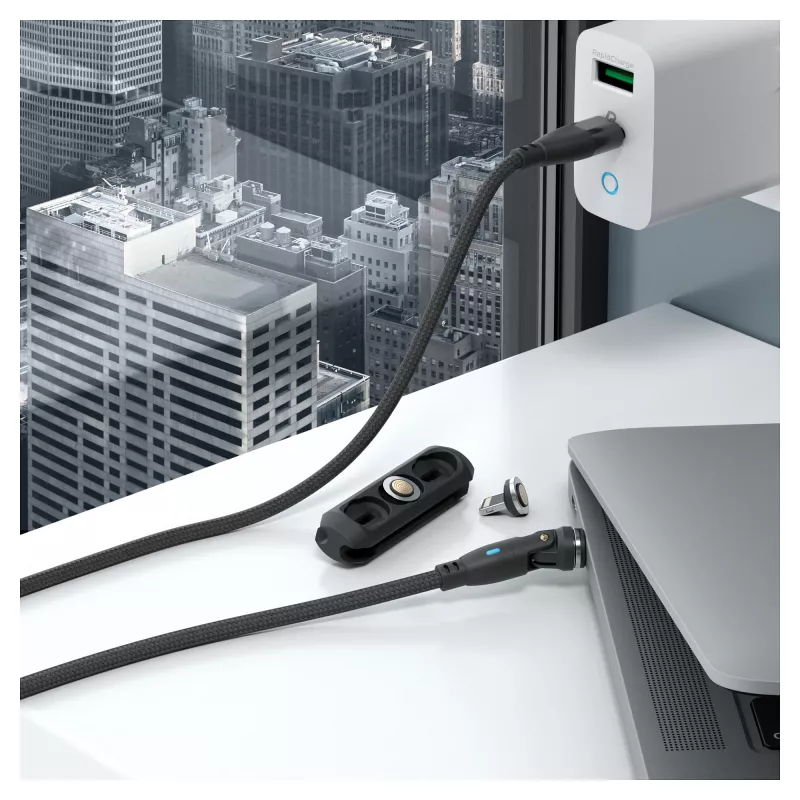 USB-Kabel RealPower MagneticCharge 100 1m USB-C Schwarz