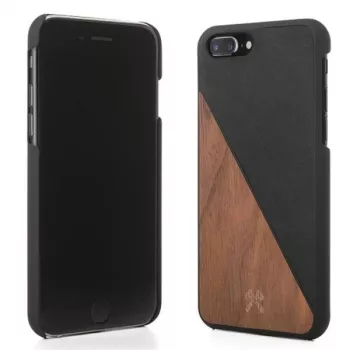 Schutzhülle aus Holz und Leder Woodcessories EcoSplit für iPhone 7 Plus / 8 Plus — Walnuss Schwarz