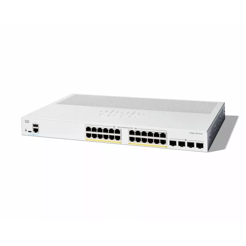 Cisco Catalyst 1200-24P-4X Smart Switch, 24 Port GE, PoE, 4x10GE SFP+, Limited Lifetime Protection (C1200-24P-4X)