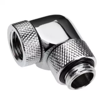 Alphacool Eiszapfen Connector Series - Gewinkelter Montageadapter für Flüssigkeitskühlsystem - Silber-Nickel