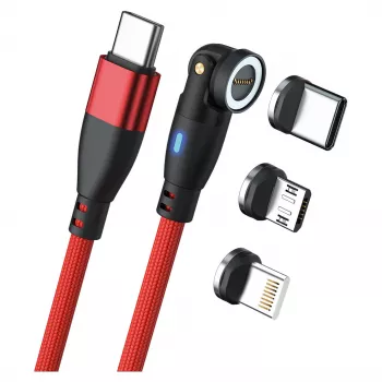 USB-Kabel RealPower MagneticCharge 100 1m USB-C Rot Schnellladung