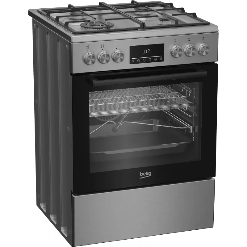 BEKO Herd | FBMA61330GXDT | Kochfeldtyp Gas | Ofentyp Elektro | Edelstahl | Breite 60 cm | Grillen | LED | Tiefe 60 cm | 72 L