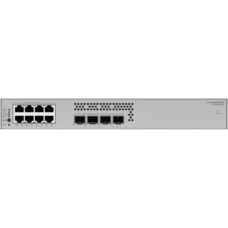 Huawei S220S-8P4JX Gigabit PoE Switch, 2x 2.5G SFP, 2x SFP+ 8x PoE, 2x 2.5G SFP, 2x SFP+