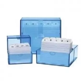 Index Box WEDO A6 Horizontal Blau Transparent Kunststoff mit Schnappverschluss