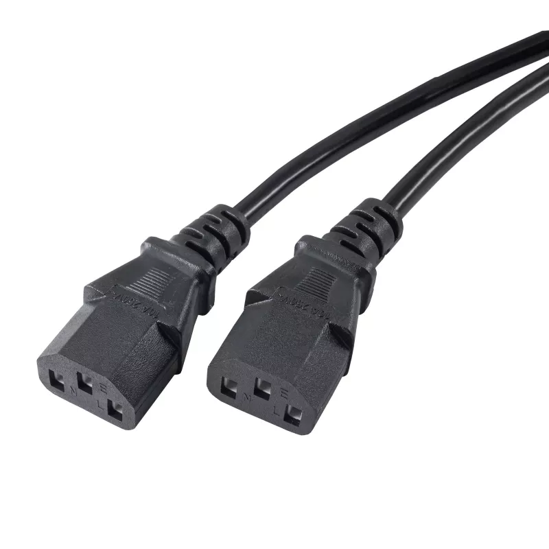 Akyga AK-PC-04A Stromverteilerkabel CEE 7/7 auf 2x IEC C13, 1,8 m, Schwarz