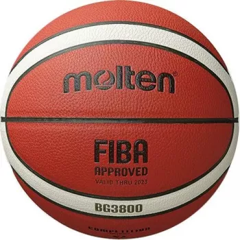 Basketball MOLTEN B5G3800 Größe 5, braunes Leder, Indoor & Outdoor, laminierte rutschfeste Oberfläche