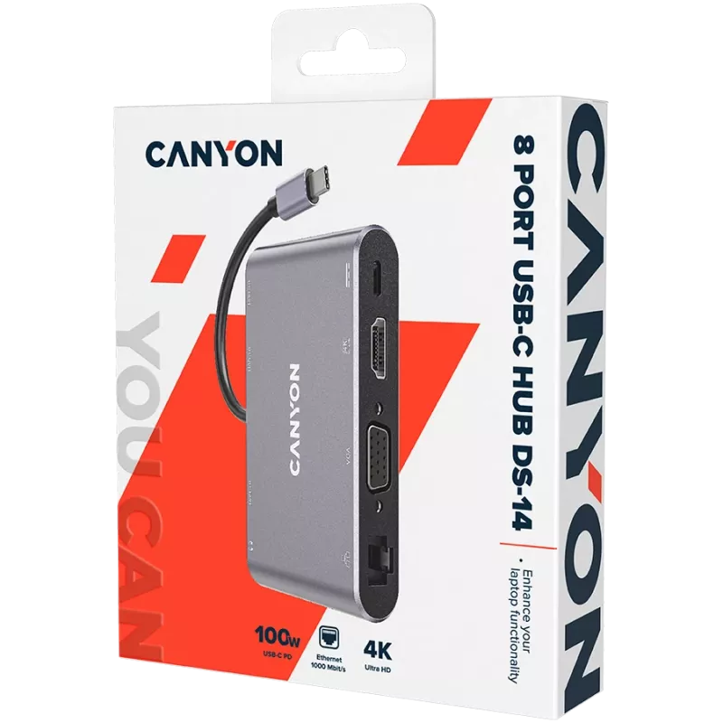 Canyon DS-14 - Dockingstation - USB-C - VGA, HDMI