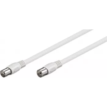 Goobay Antennenkabel (Klasse A, >85 dB), 2-fach geschirmt, 5 m, Weiß - Koax-Stecker > Koax-Buchse (voll geschirmt) (66616)
