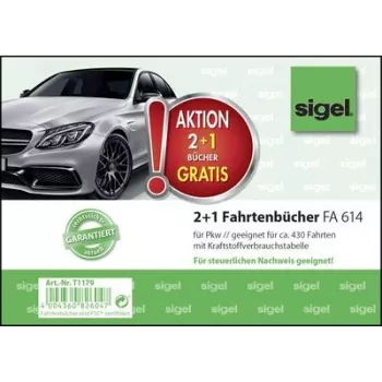 Notizbuch Sigel Logbook T1179 A6 quer, 40 Blatt, 3er-Pack