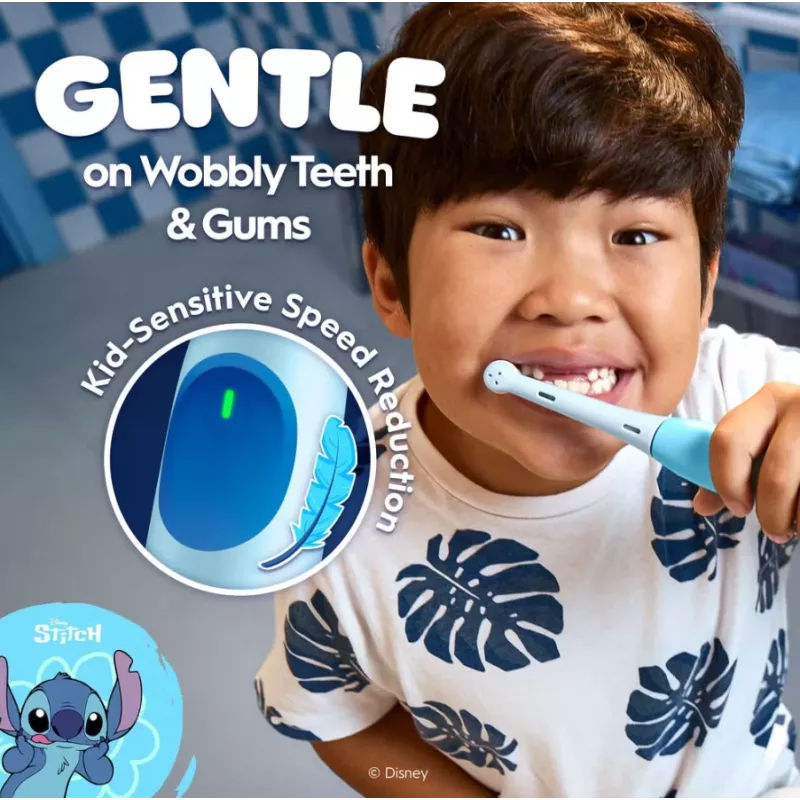 Oral-B Elektrische Zahnbürste mit Reiseetui, 6Y+ | iO Kids Disney Stitch | Wiederaufladbar | Für Kinder | Anzahl der enthaltenen Bürstenköpfe 1 | Anzahl der Zahnputzmodi 3