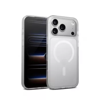Crong Hybrid Matte Magnetic MagSafe-Hülle für iPhone 17 Pro – durchscheinend weiß, PC+TPU