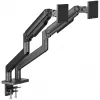 DIGITUS Dual-Monitorhalterung für 2×45 Zoll Bildschirme, Tischklemme, 2×20 kg, VESA 75×75–100×100, Neigung -20–50°