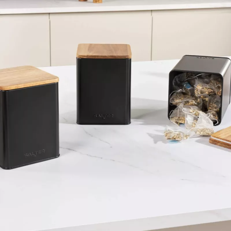 Brotdosen-Set Salter BW129001EU7 Schwarz 4-teilig – Vorratsbehälter für Brot und Backwaren