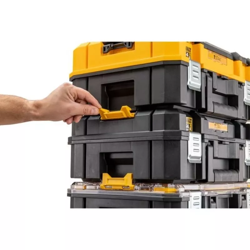 Werkzeug-Aufbewahrungskoffer DeWalt DWST83344-1, wasserdicht, gelb, 440×183×332 mm, 2 Griffe, abschließbar