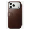 Nomad Modern Leather Folio Handyhülle Cover für iPhone 17 Pro Max — Braun, Leder, 6,3 Zoll Bildschirm, 4 Kartenfächer