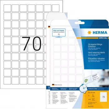 HERMA Special - Folienetiketten - matt - selbstklebend - Weiß - 24 x 24 mm 1750 Etikett(en) (25 Blatt x 70) (8339)