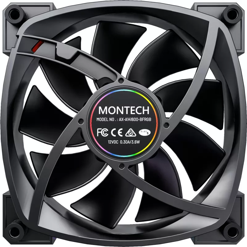 Lüfter Montech AX140 PWM 14 cm Schwarz 540-1760 RPM
