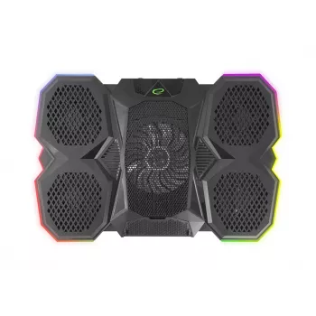 Laptop-Kühlpad ESPERANZA EGC107 – 3 Lüfter 1200–2600 U/min, 390×255×38 mm, USB PD, RGB, 5 Höhenpositionen, schwarz