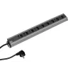 Bachmann 300.001 Stromverlängerung 2 m 9 AC-Steckdosen, Innenbereich, Schwarz, Grau