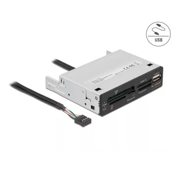 DeLOCK 91708 Kartenleser USB 2.0 Intern Schwarz Grau CF SD MicroSD