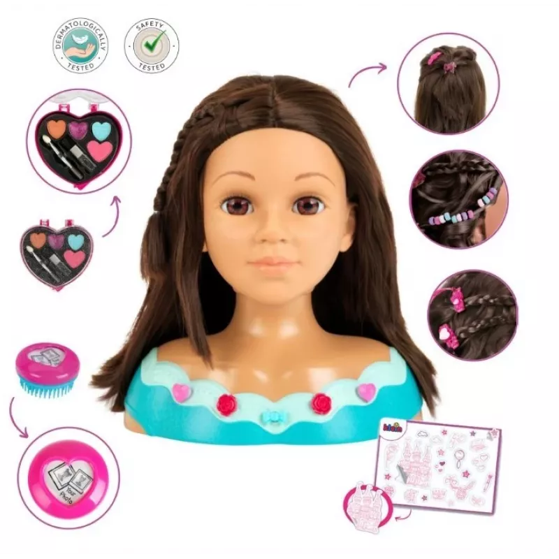 KLEIN Styling Head Klein Mia 5201 mit realistischem Haar und Zubehör zum Üben von Frisuren