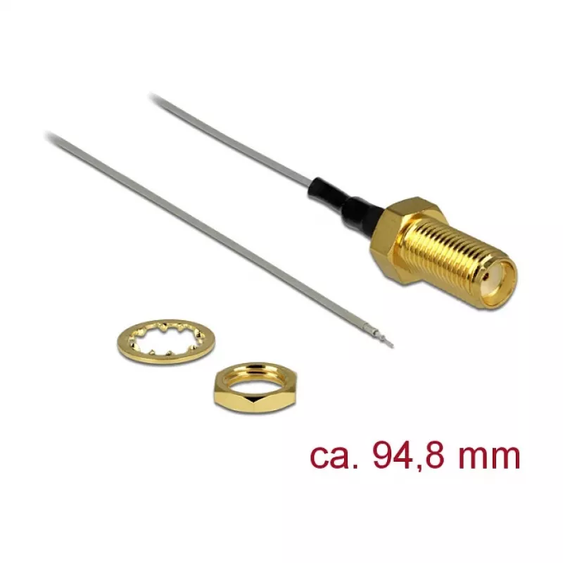 Koaxialkabel DeLOCK 89600 94,8 m SMA offenes Ende verzinnt Gold Grau