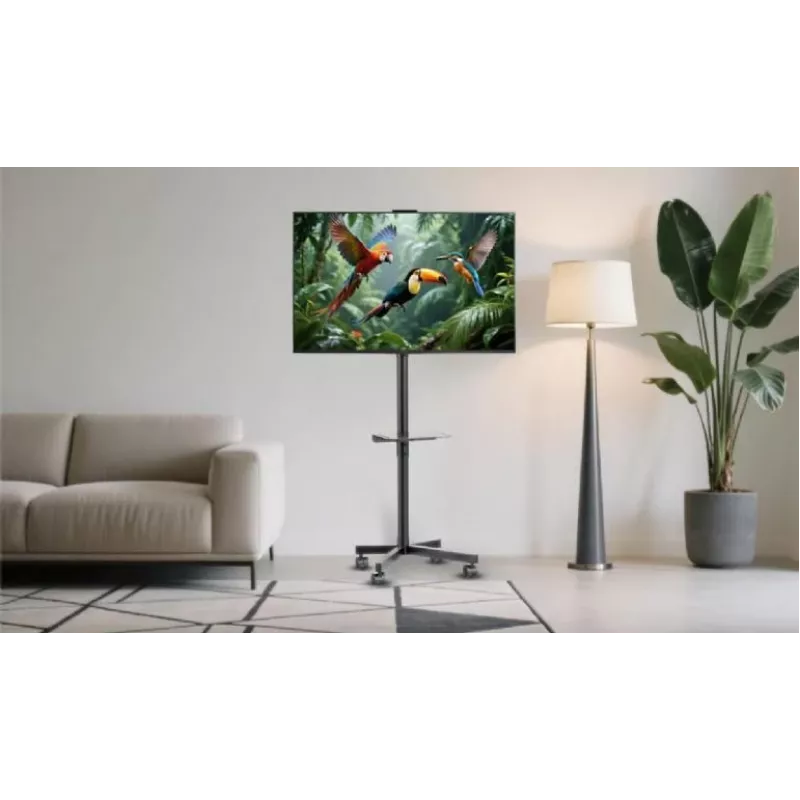 Gembird TV-Bodenständer mit Rollen (neigbar) für 32 Zoll–55 Zoll, VESA 100x100–400x400, max. Traglast 30 kg, schwarz
